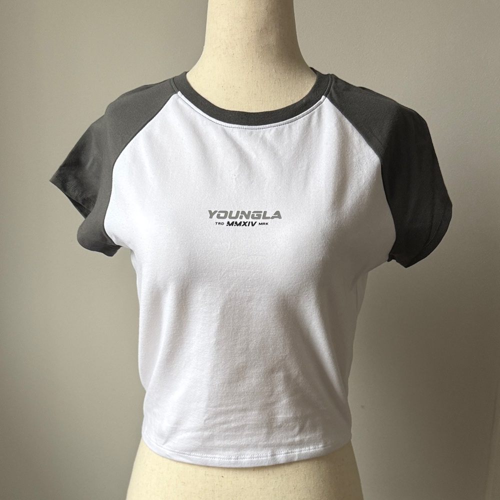 YoungLA Women's Black and White Raglan Tee